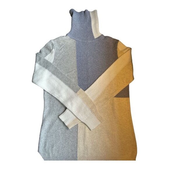 Sundance Stargazer Patchwork Color Block Silk Blend Turtleneck Sweater size  M - Picture 5 of 6